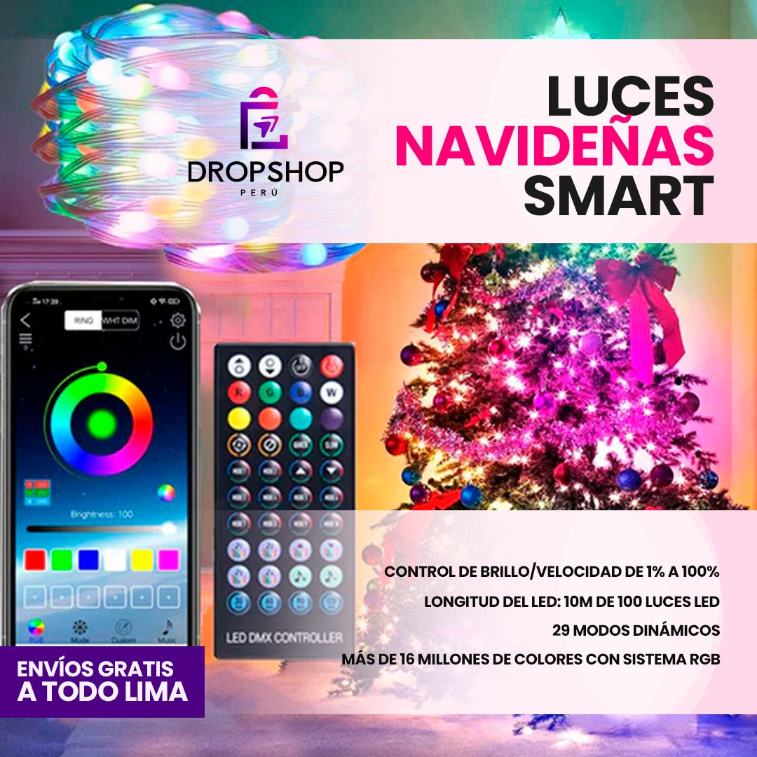 Luces Navideñas Smart LED RGB de 10 metros